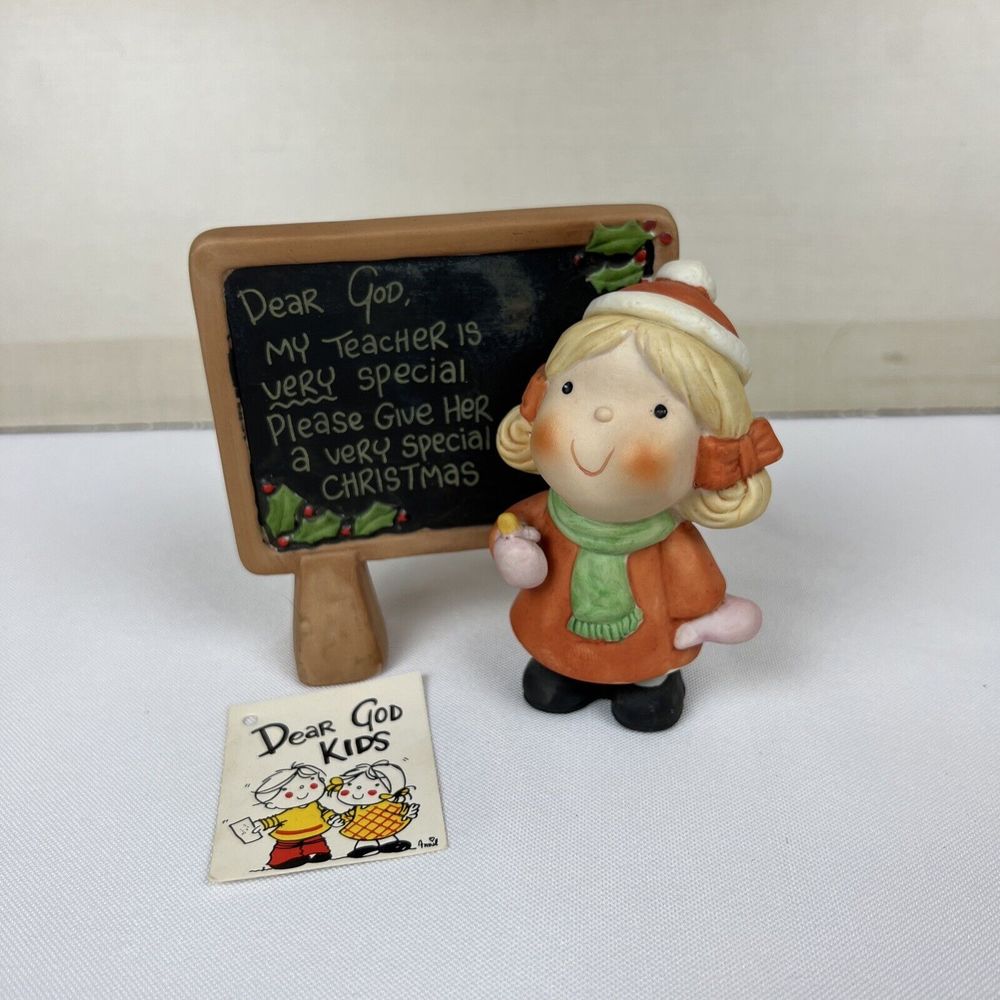 Enesco "Dear God Kids" Female Teacher Gift Religious Christmas Ceramic Figurine
